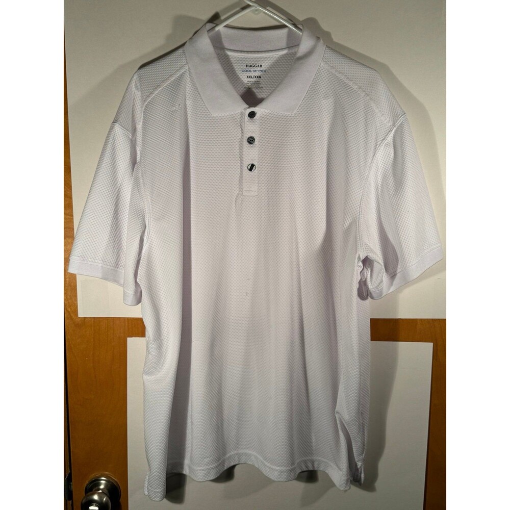 Haggar White Cool 18 Pro Polo Golf‎ Athletic Shirt XXL